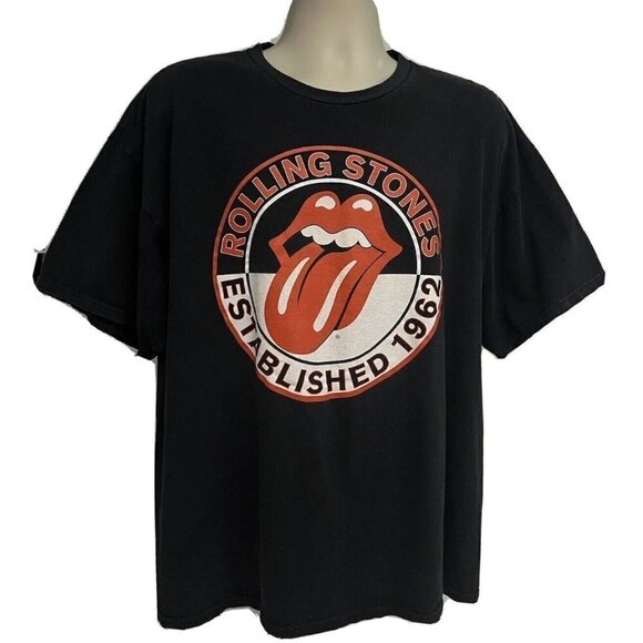 Rolling Stones Mens Black Graphic T-Shirt 2XL Stretch Music Logo Rock N Roll - Picture 1 of 6